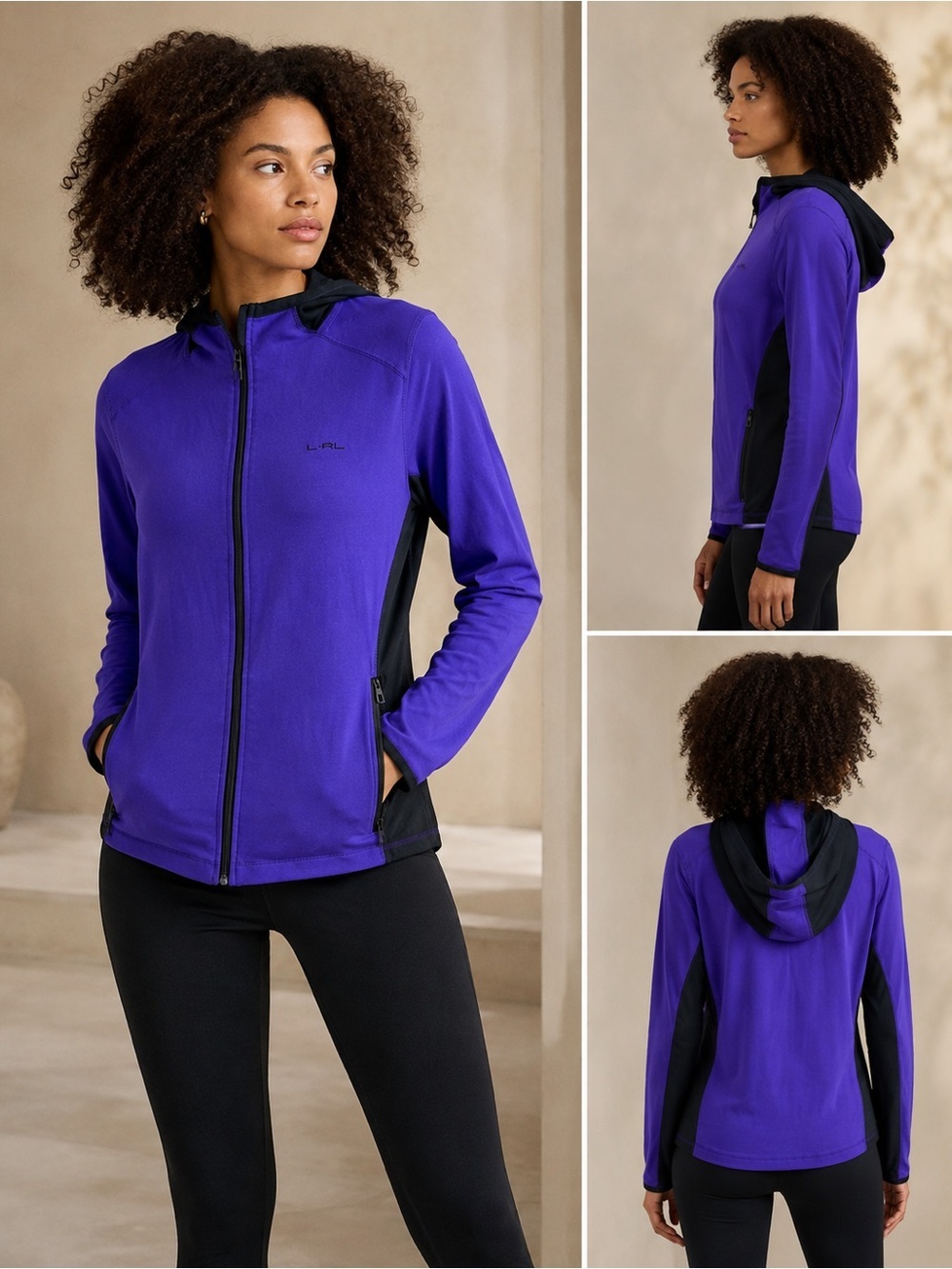 Ralph Lauren Purple and Black Hooded Zip-Up Jacket